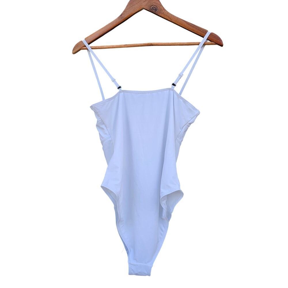 Boohoo Square Neck High Leg Control Swimsuit White Size 10 NWT - Picture 5 of 8